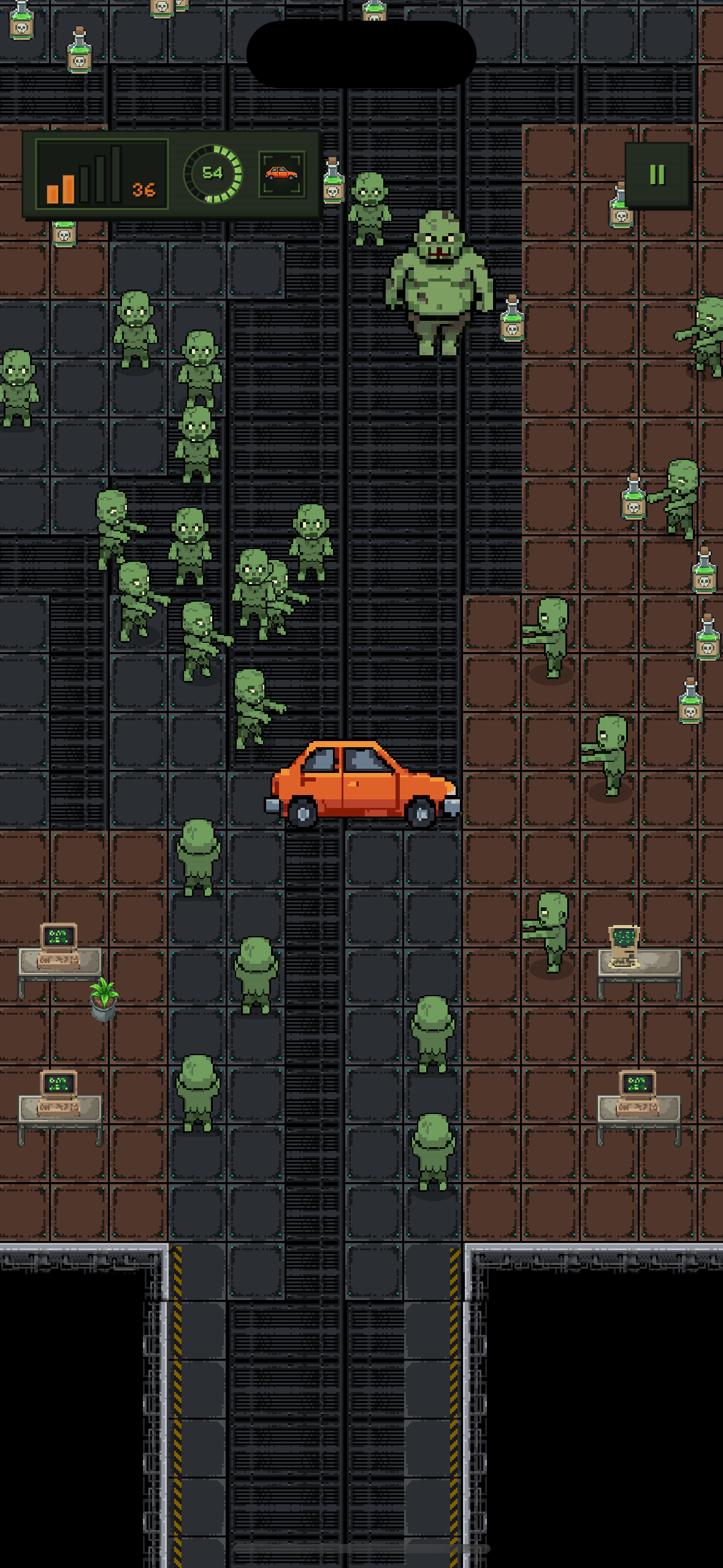 Mortigen gameplay with enemies around a car in the laboratory