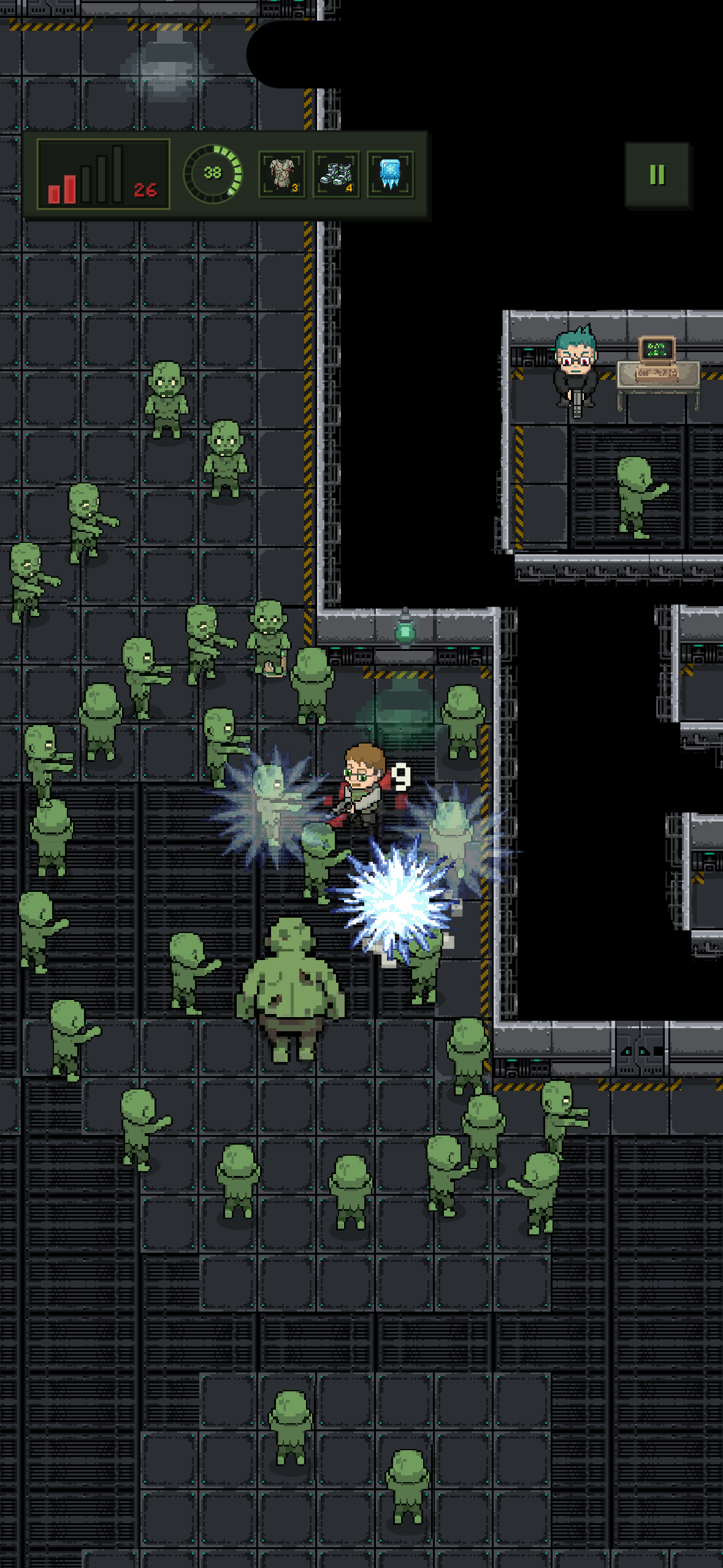 Mortigen gameplay with electrical attacks hitting infected enemies